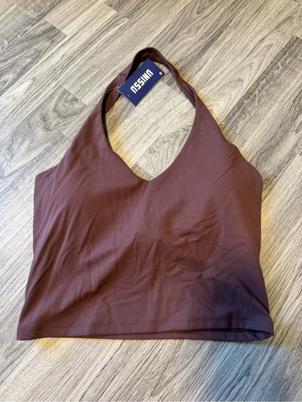 UNISSU Brown Halter Crop Top